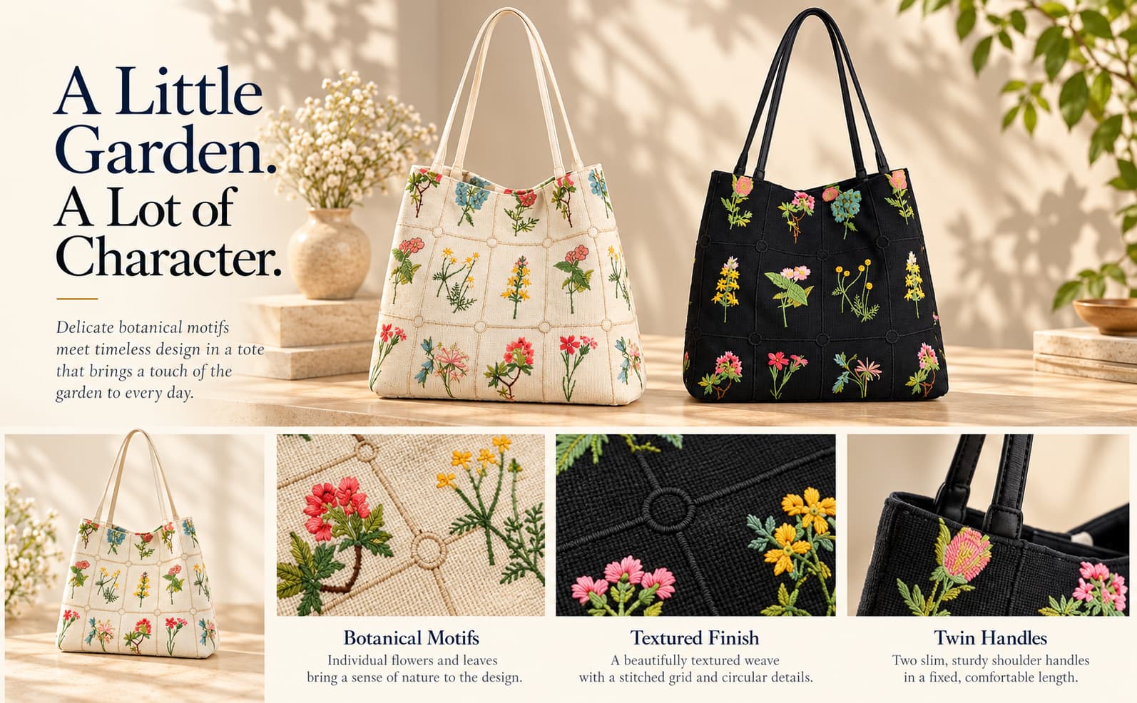 Everyday Botanical Floral Tote Bag
