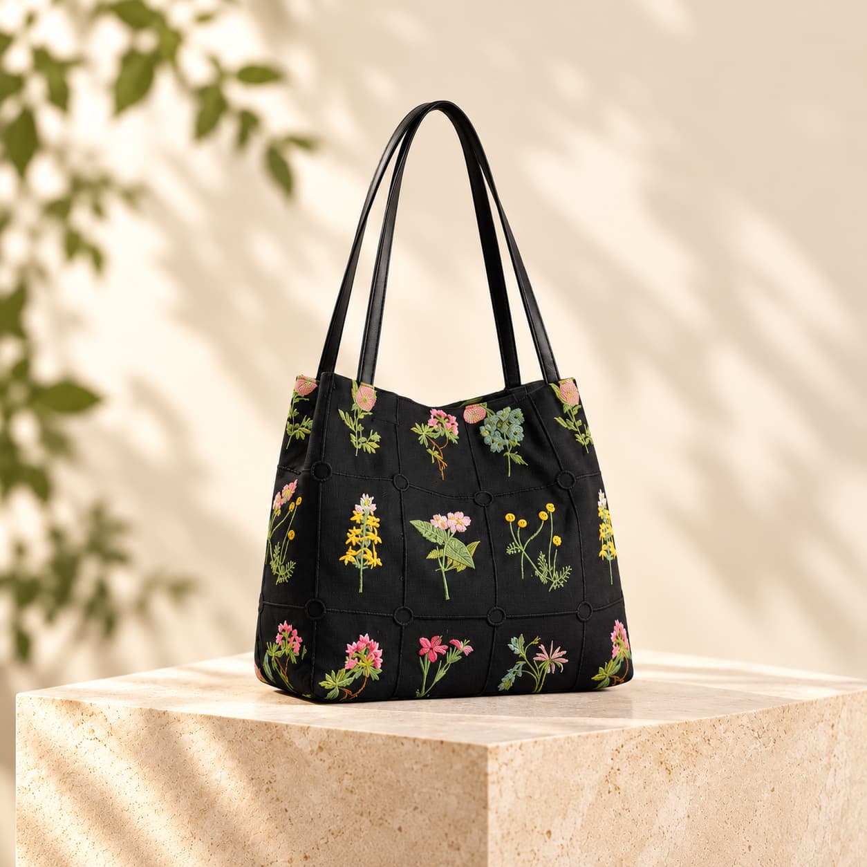 Botanical Bloom Floral Shoulder Tote Bag