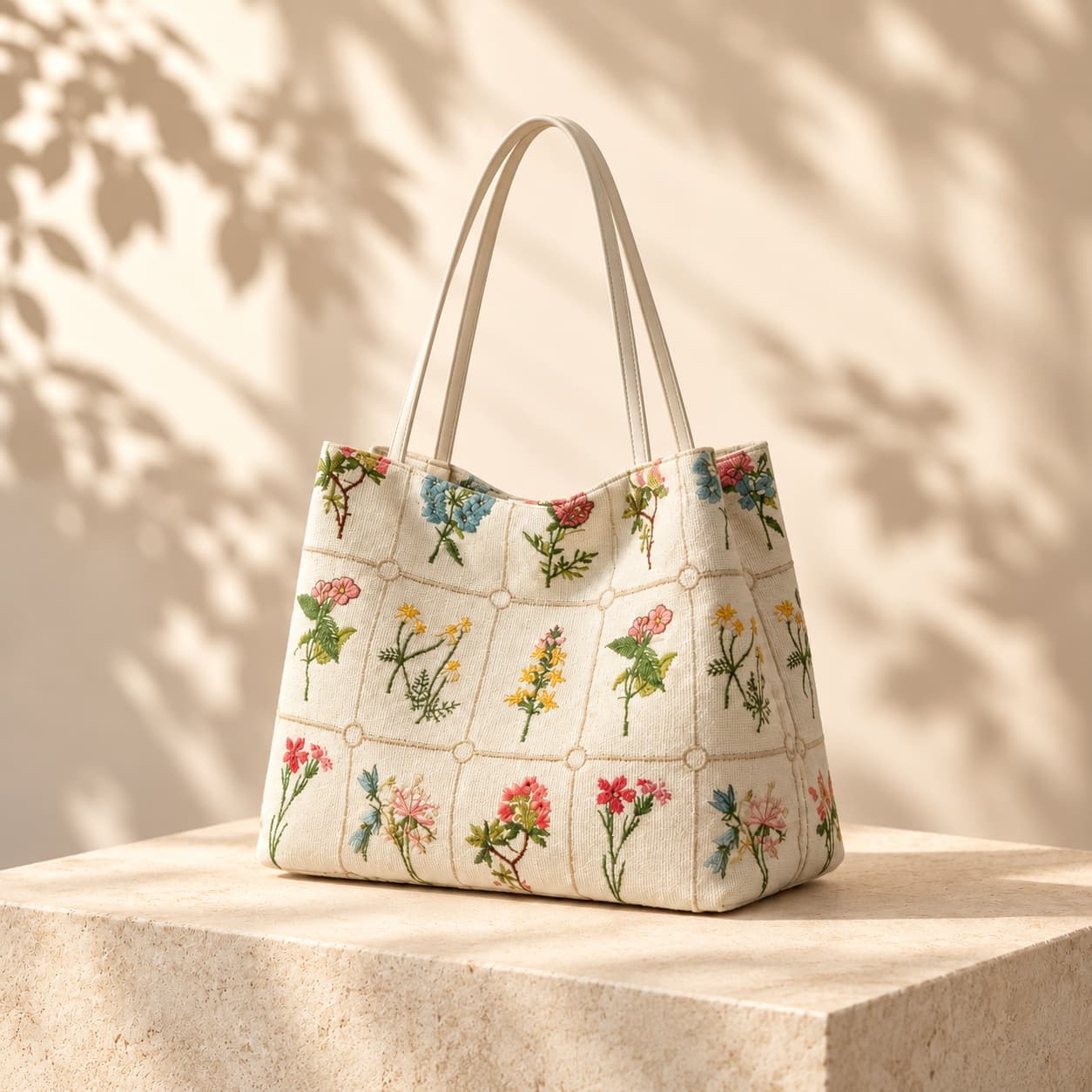Botanical Bloom Floral Shoulder Tote Bag
