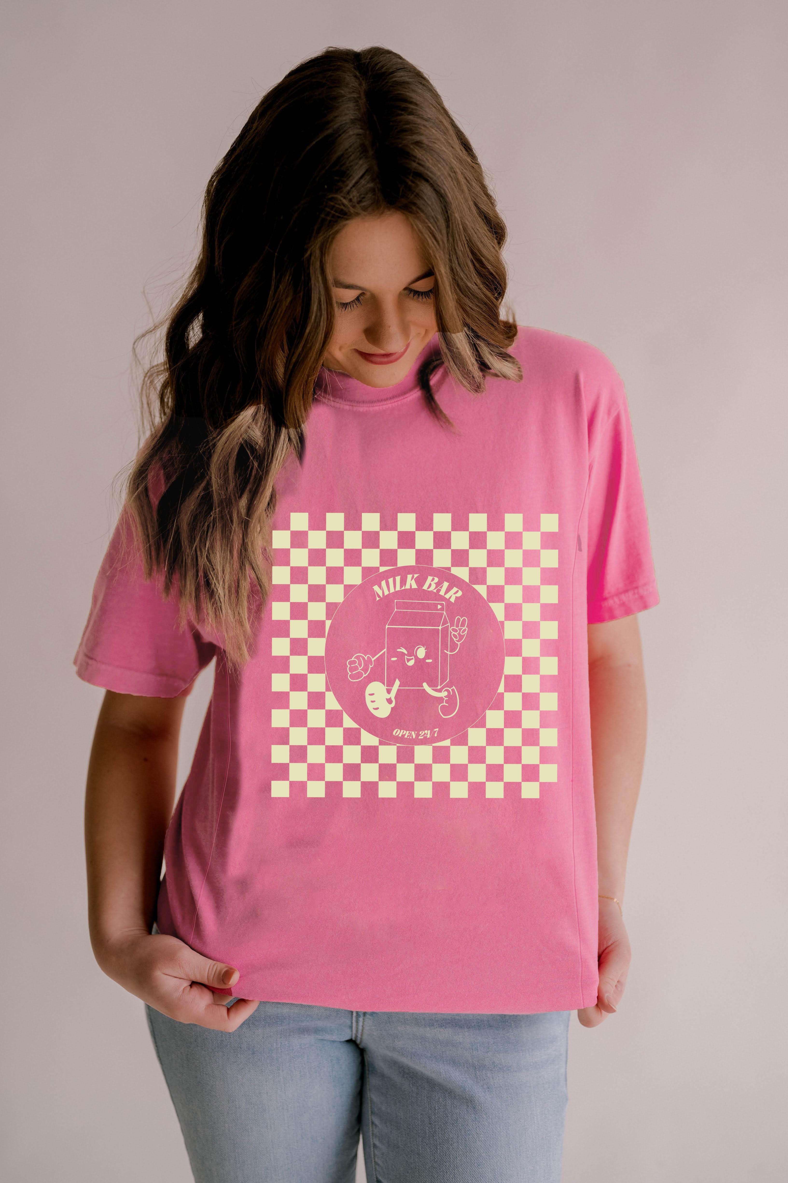 Checkered Milk Carton Nursing T-Shirt