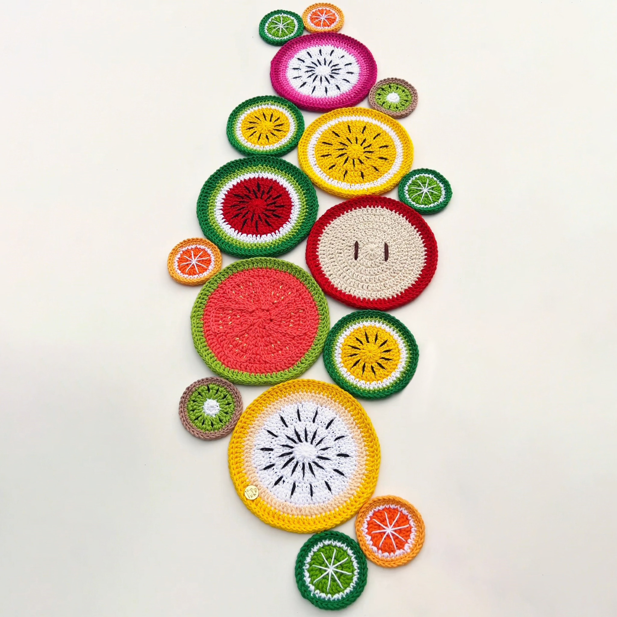 Fruit Party Knitted Coaster Set | Handmade Crochet Table Aesthetics