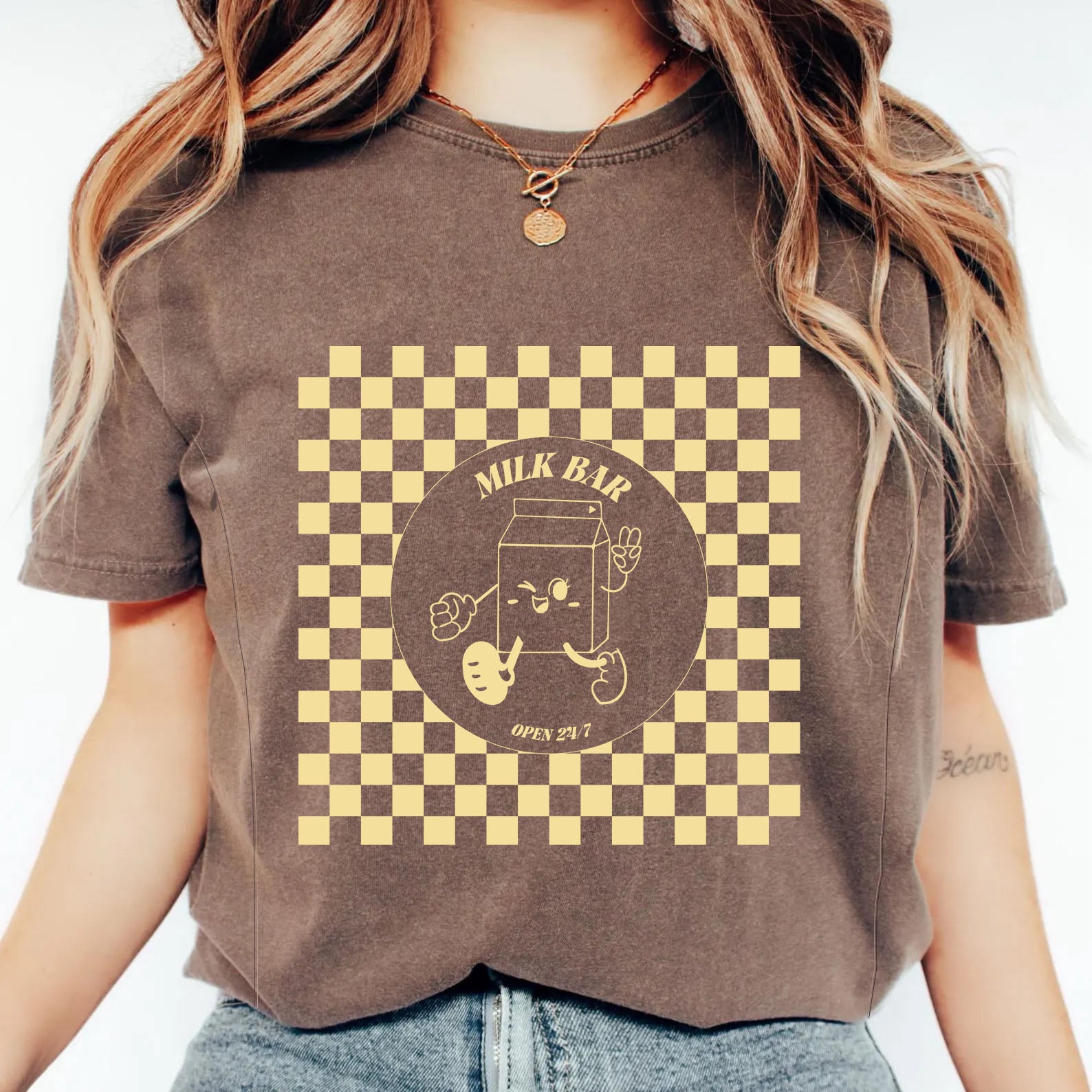 Checkered Milk Carton Nursing T-Shirt