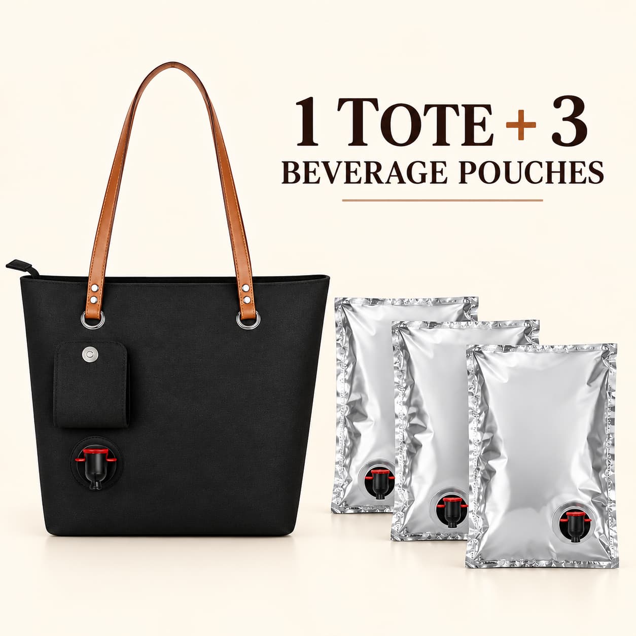 Insulated Wine Tote Bag with Hidden Pour Spout