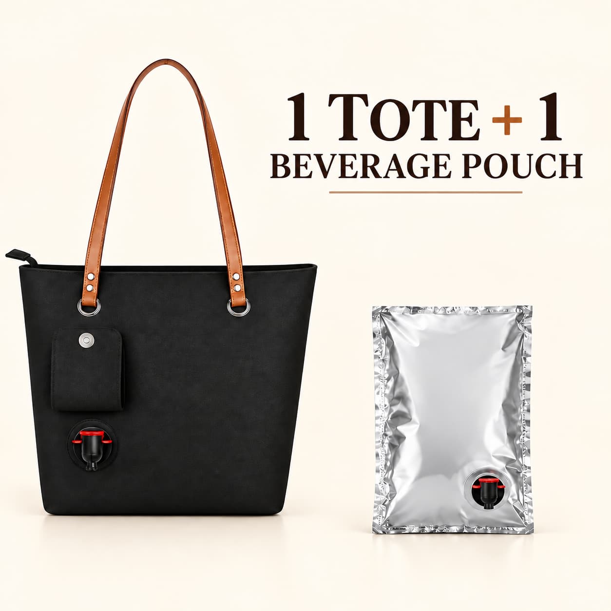Insulated Wine Tote Bag with Hidden Pour Spout