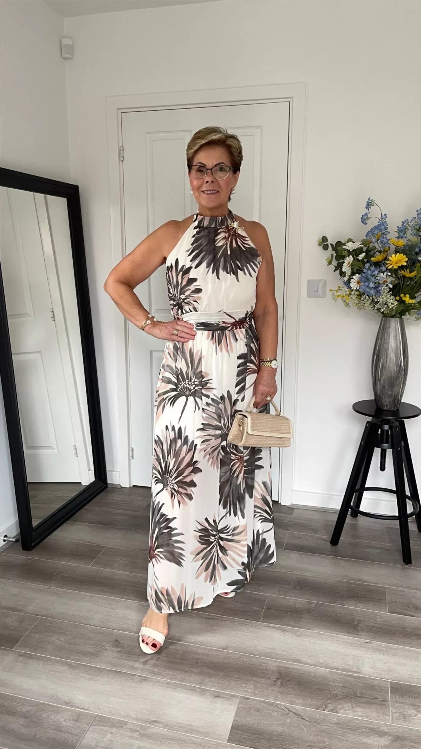 Halter Neck Floral Maxi Dress