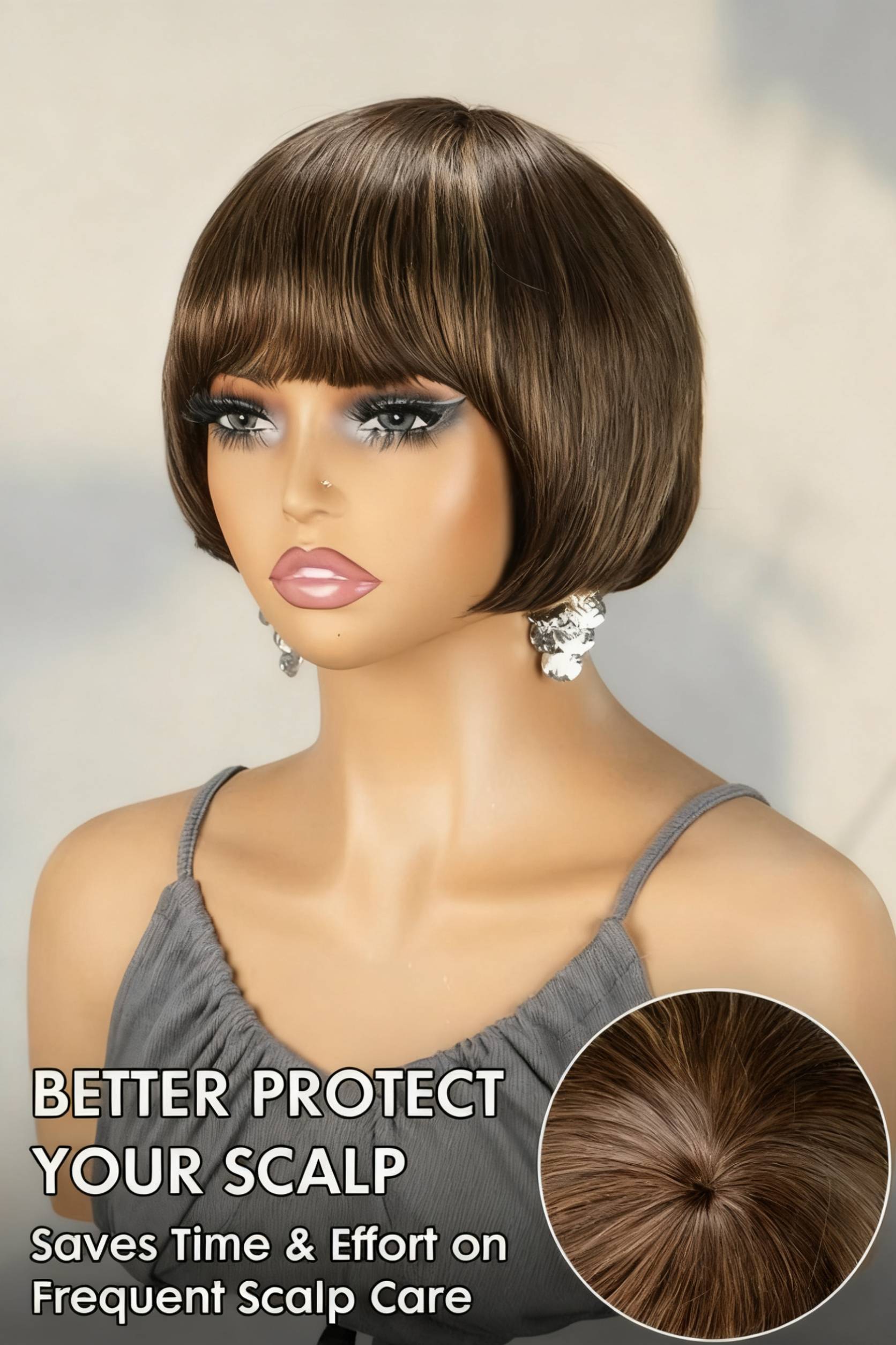 Onime P4/27 Blond Throw On & Go with Bangs Wig Pixie Cut Wig
