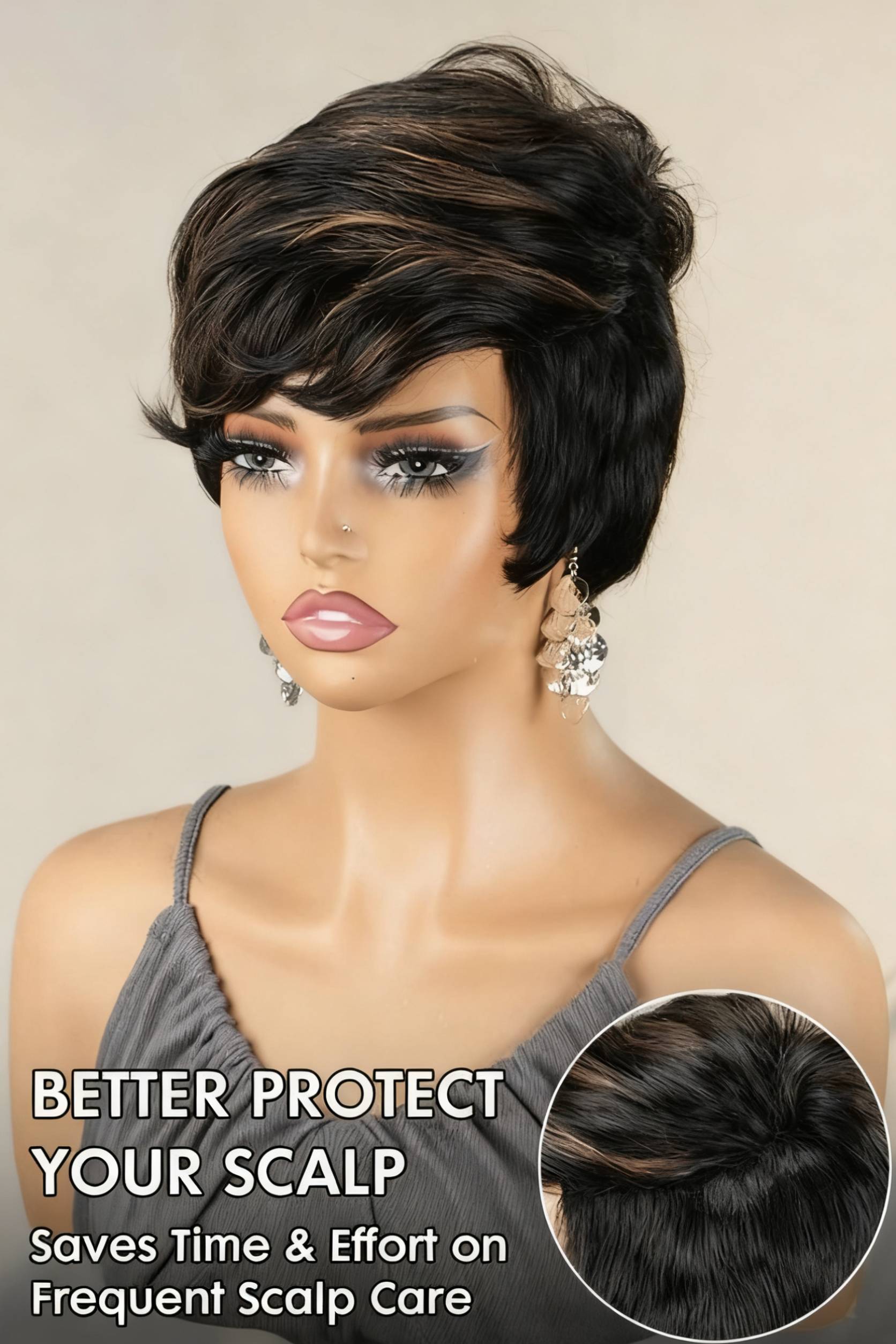 Onime P1B/30 Blond Throw On & Go with Bangs Wig Pixie Cut Wig