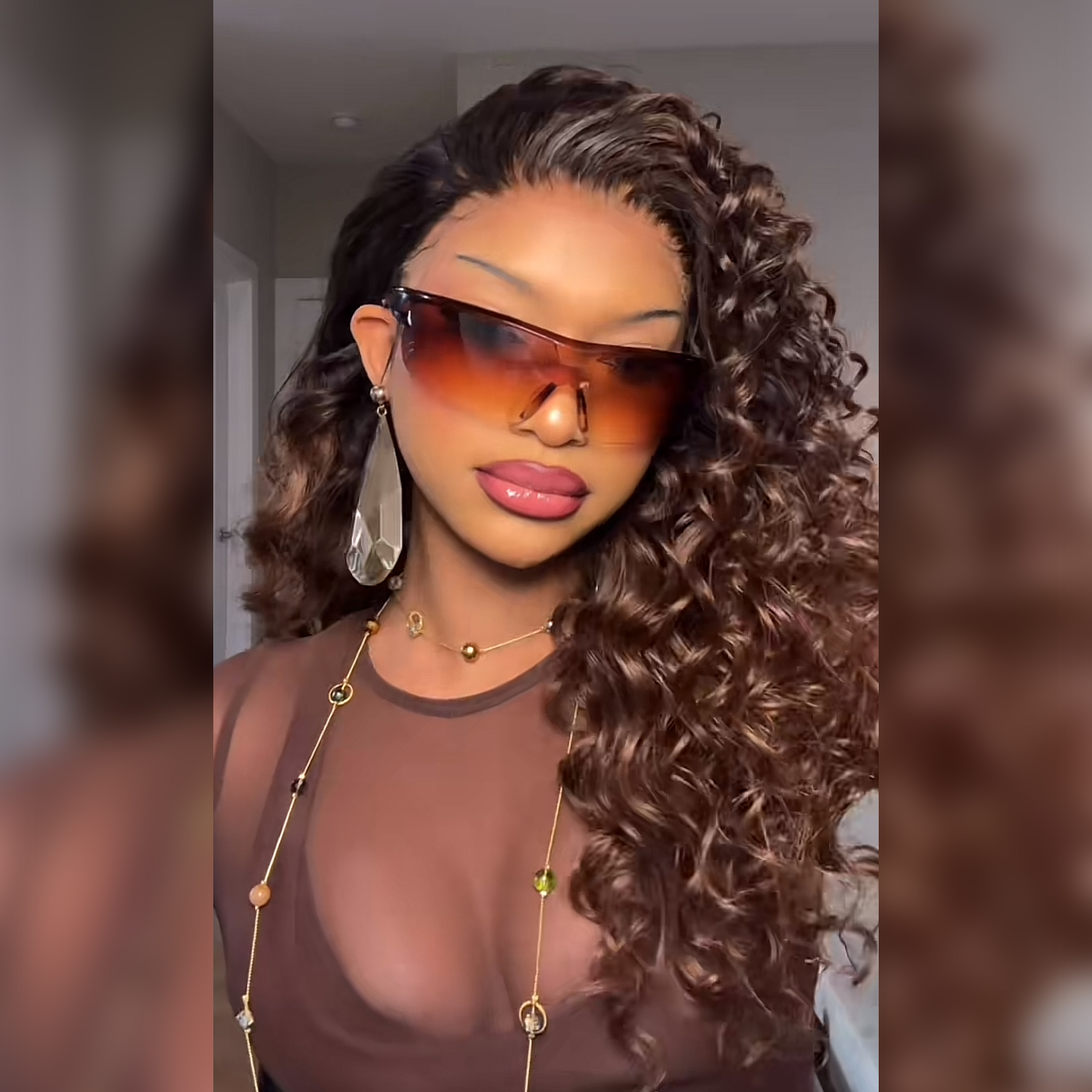 Onimehair™Wear And Go Glueless Wig Pre-Plucked Honey Blonde Curly Wig Human Hair Lace Front Wig 13x4 Highlights Afro Wig For Black Women