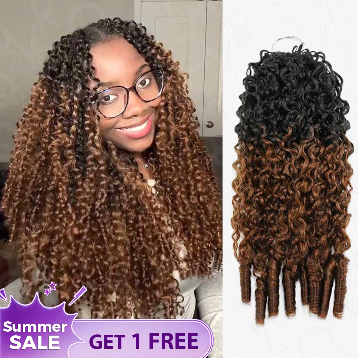 16A Seamless Burmese Curly Feather Crochet Hair | #T1B/30 Highlight Pre-Looped Human Hair – onimehair