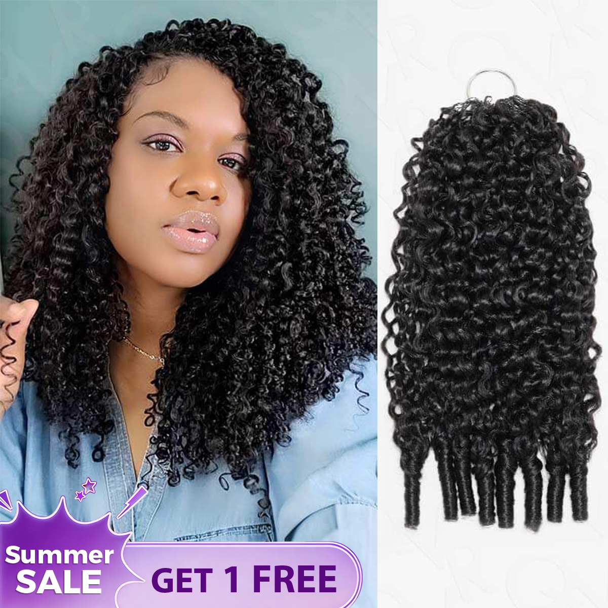 Onime Burmese Curly Crochet Hair Natural Black Machine Made Feather Crochet Human Hair Extension