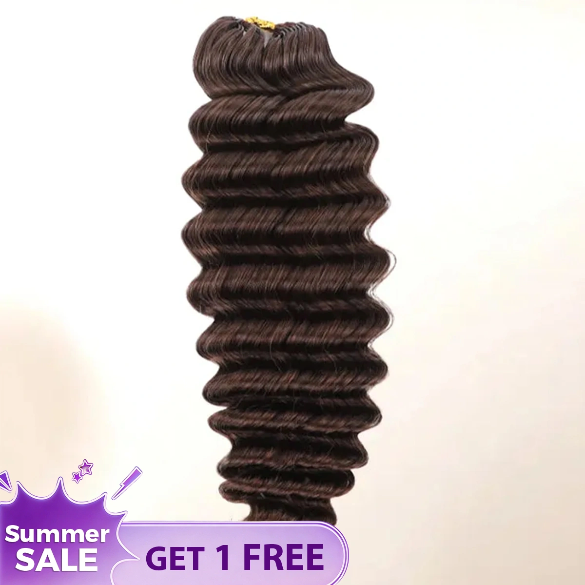#4 Dark Brown Color Deep Wave Feather Crochet Hair Extension Human Hair