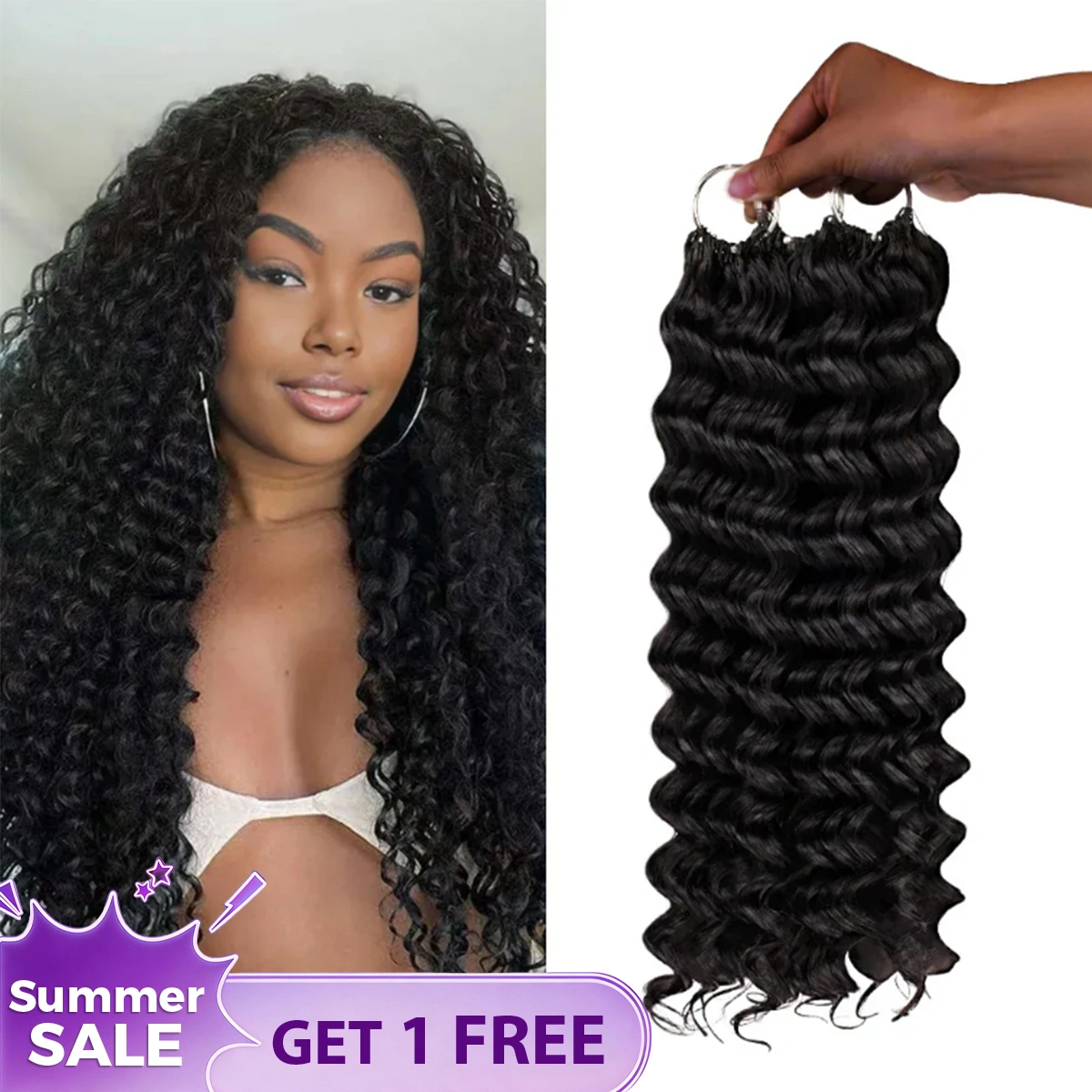Onimehair™Onime Feather Crochet Hair Extension Deep Wave Virgin Human Hair