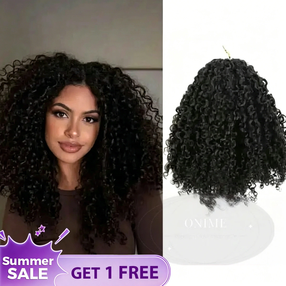 16A Pre-Looped Coily Curly Crochet Hair Single Pack Soft Human Hair - Onime Hair