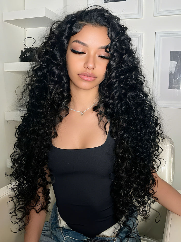 Onimehair™ Pre-bleached Deep Wave Wear Go Glueless Wig Pre-cut 13x4 HD Lace Wig Pre-plucked