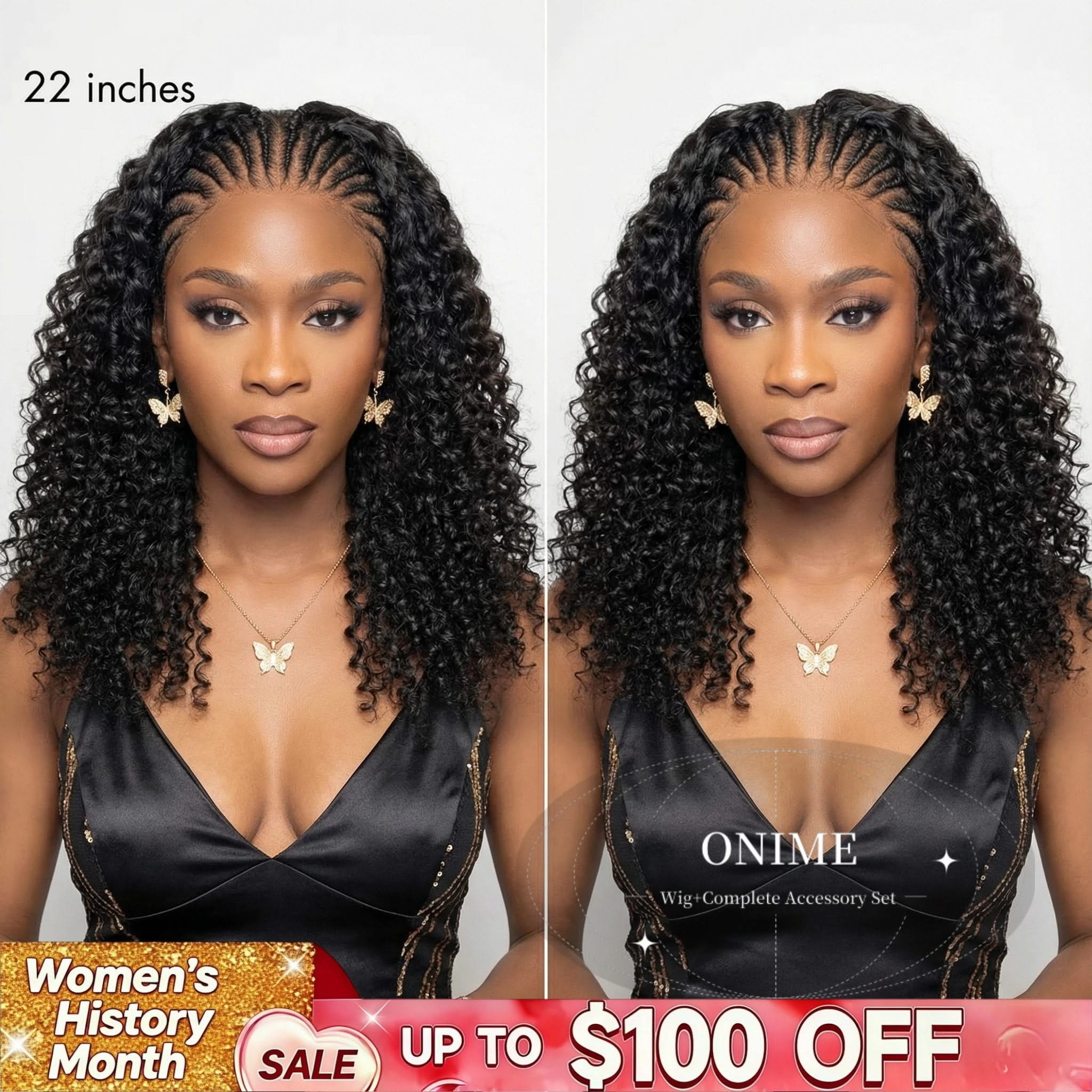 🔥( 15-Braids In Front )🔥Knotless Fulani Braids Deep Wave Glueless Ear-to-ear 13x4 Frontal HD Lace Wig Human HairFor Black Women - Onime Hair