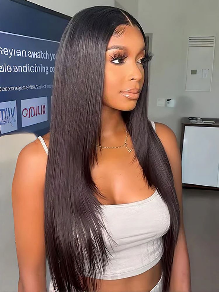 Onimehair™ Layered Cut Pre-bleached Straight Hair Wear Go Glueless Wig 13x4 Pre-cut HD Lace Pre-plucked