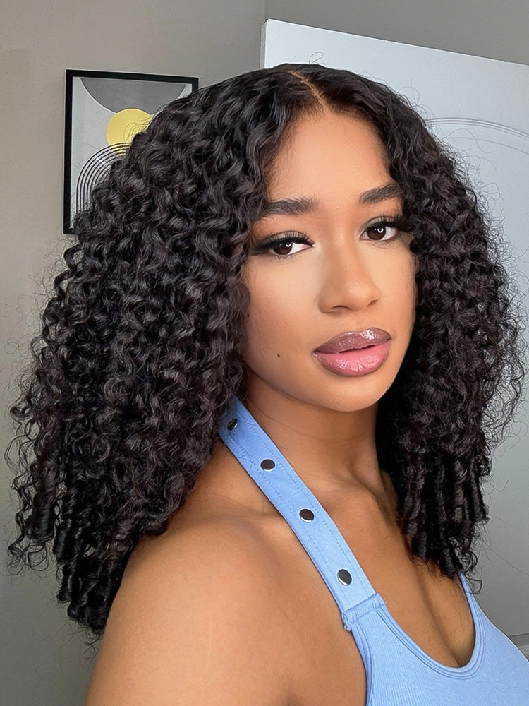 Onimehair™ 360 Fit Wig Pre-Bleached Burmese Curly Human Hair Pre-Cut 360 Lace Wear Go Glueless Wig Pre-Plucked