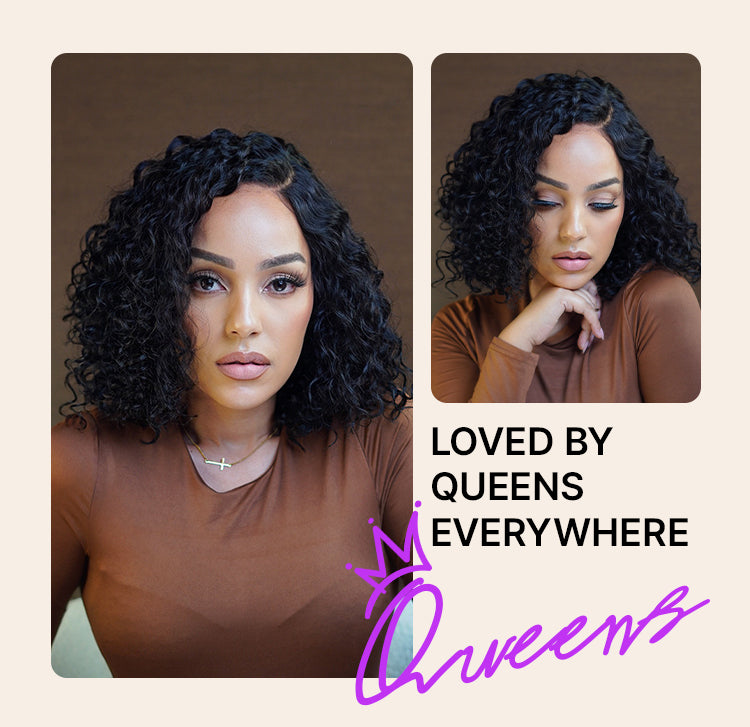 Ready to Go Water Wave Short Curly Bob Wig Glueless Minimalist HD Lace Wig Pre-Cut Lace-36