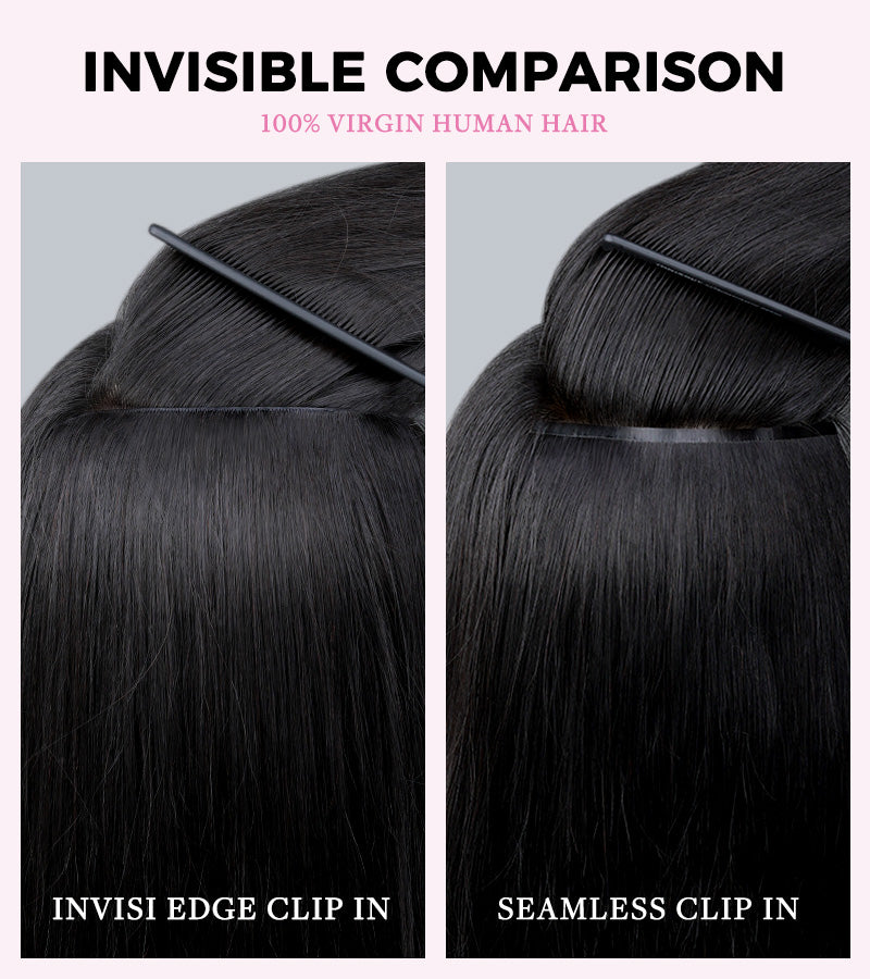 Lashey Upgraded Invisi Edge Seamless Clip in Hair Extensions Body Wave Human Hair