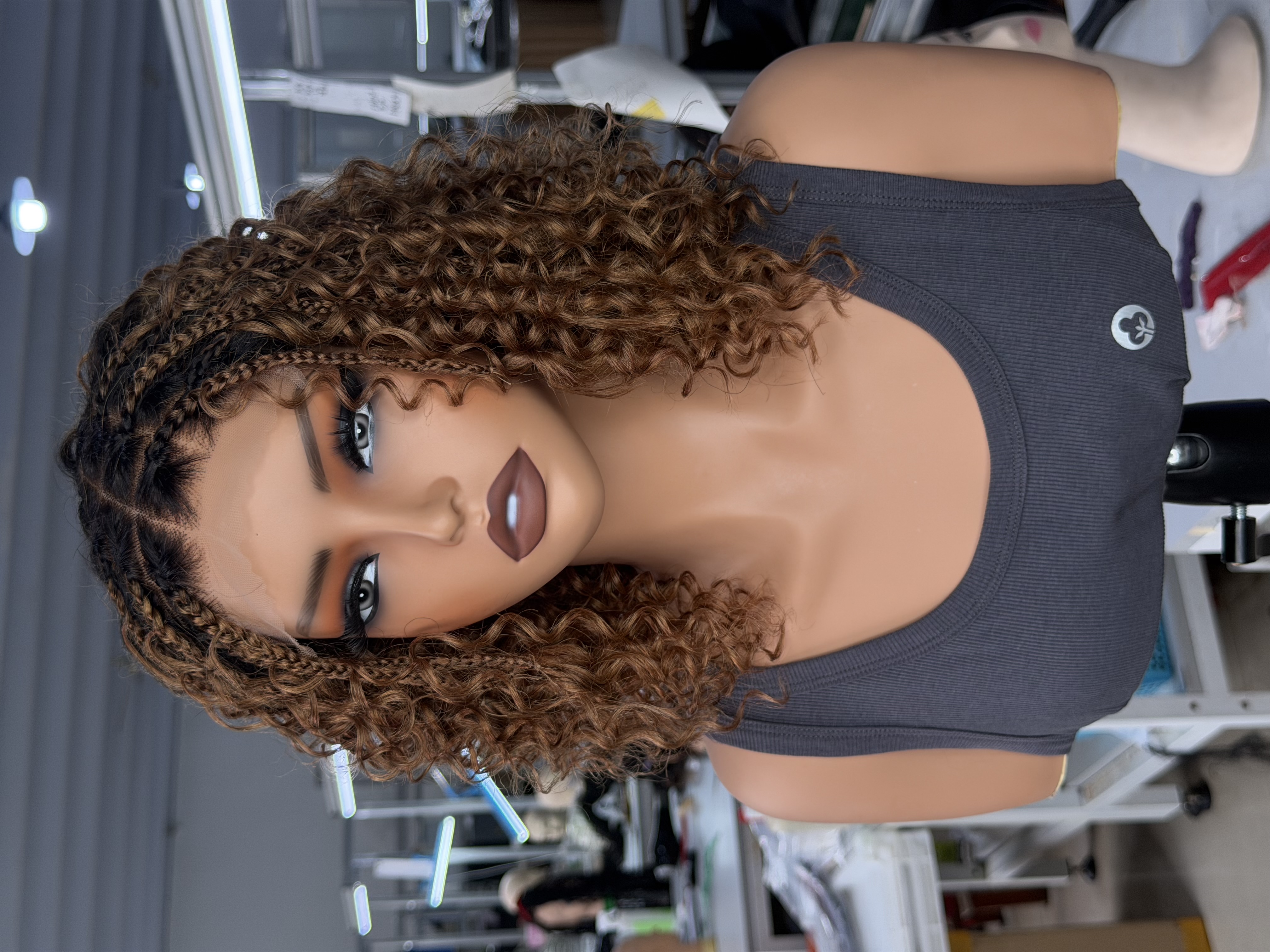 Exclusive Deal | Boho Braids Deep Curly Glueless 5x5 Closure Lace with Braided Top Human Hair Wig Pre-Cut Lace