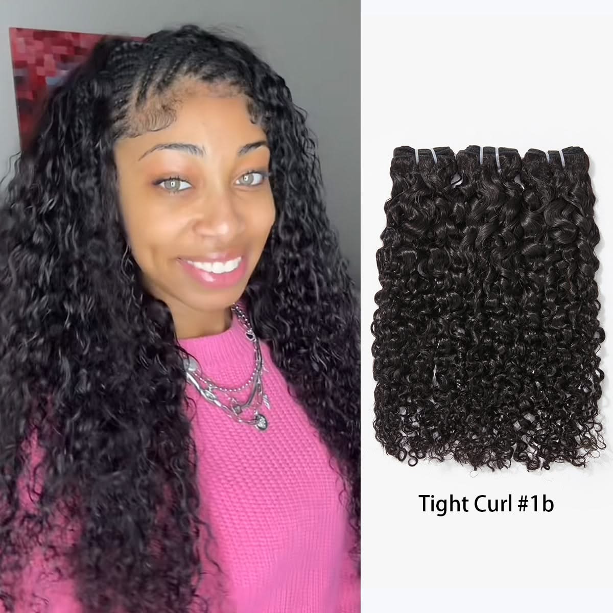 Easy Blend Burmese curly human hair bundles in natural black, showcasing soft, bouncy curls from 14 to 26 inches.