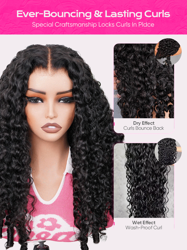 Onimehair™ Pre-bleached Wear Go Glueless Wig 7x5 Pre-cut HD Lace Burmese Curly Human Hair