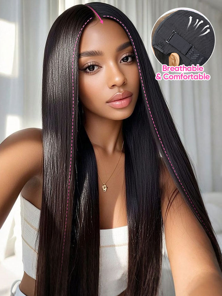 Onimehair™ Pre-bleached Straight Hair Wear Go Glueless Wig 13x4 Pre-cut HD Lace Pre-plucked
