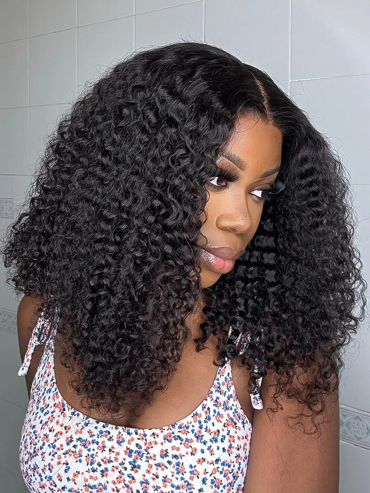 Onimehair™ 360 Fit Wig Pre-Bleached Burmese Curly Human Hair Pre-Cut 360 Lace Wear Go Glueless Wig Pre-Plucked