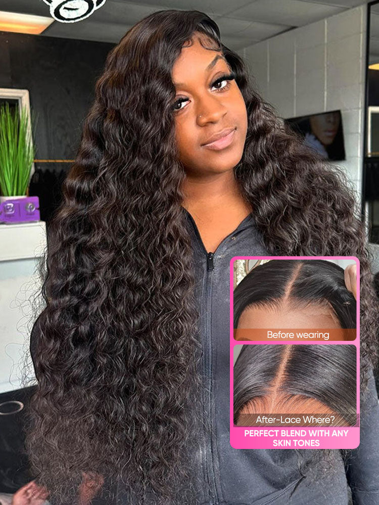 Onimehair™ Pre-bleached Loose Deep Wave Hair Wear Go Glueless Wig 13x4 Pre-cut HD Lace Pre-plucked
