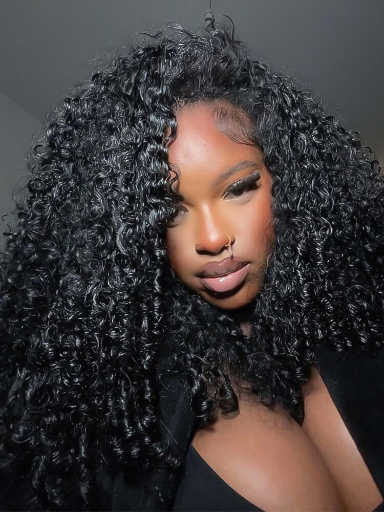 Onimehair™ Pre-bleached Wear Go Glueless Wig 7x5 Pre-cut HD Lace Burmese Curly Human Hair