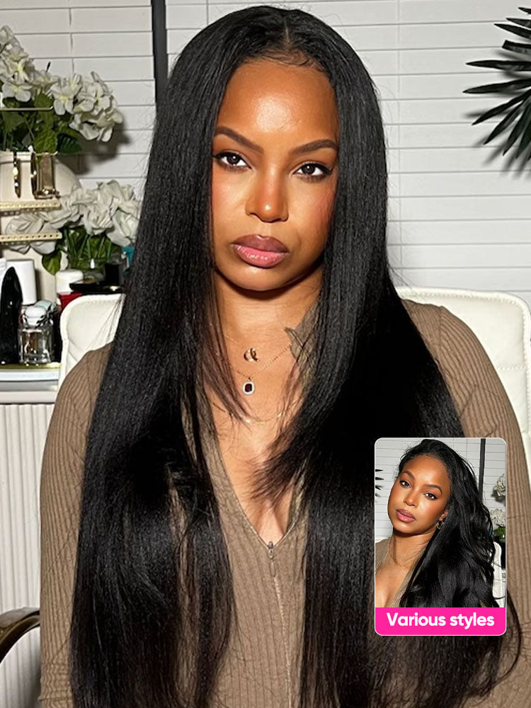 Onimehair™ Pre-bleached Onimehair Straight Hair Wear Go Glueless Wig 13x4 Pre-cut HD Lace Pre-plucked