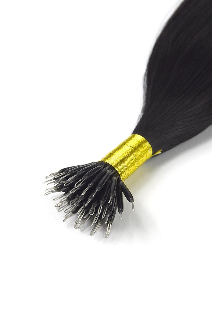 Jet Black (#1) Nano Ring Hair Extensions