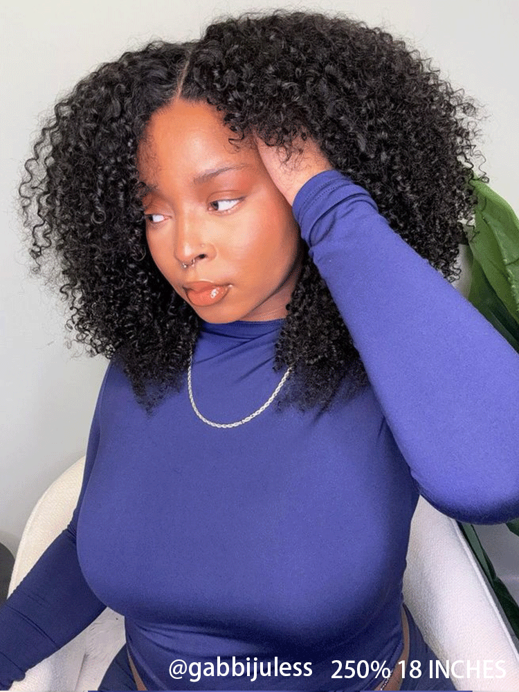 Onimehair™ Pre-style Finger Coily 250% Thick Curls Wear Go Glueless Wig 6x4 Pre-cut HD Lace Wig Pre-plucked
