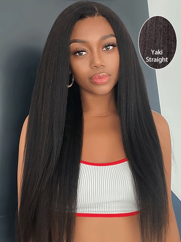 Onimehair™ Pre-bleached Light Onimehair Straight Hair Wear Go Glueless Wig Pre-cut HD Lace Pre-plucked