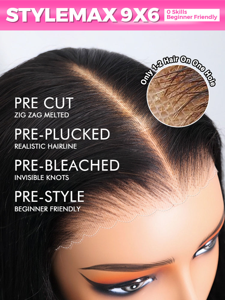 Onimehair™ Highlight Balayage Color Body Wave 9x6 T Part Glueless Wig Pre-cut Lace Wear Go Wig