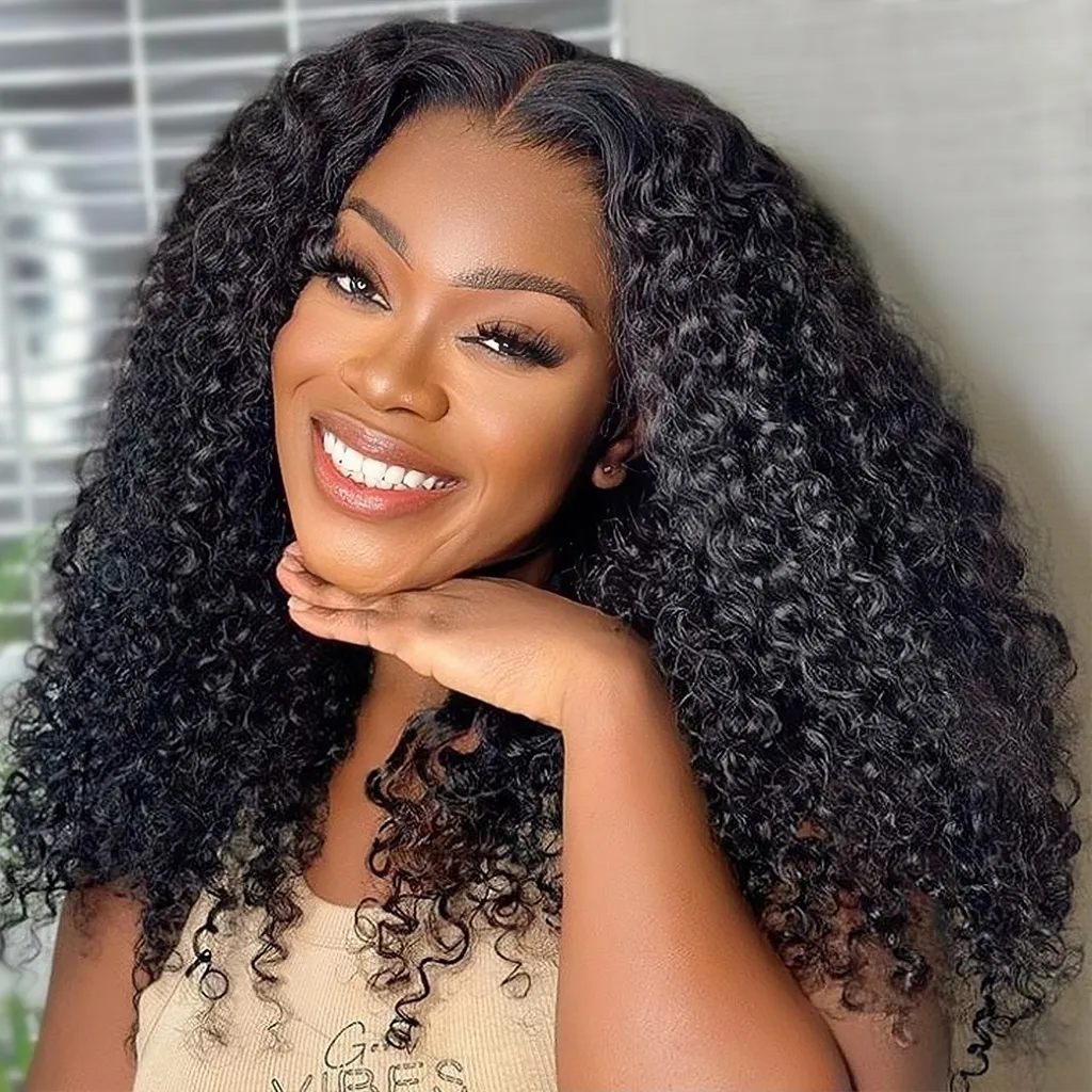 12A Quality Coily Curly 6×5 Closure Pull Go Glueless Super Double Drawn Human Hair Wig