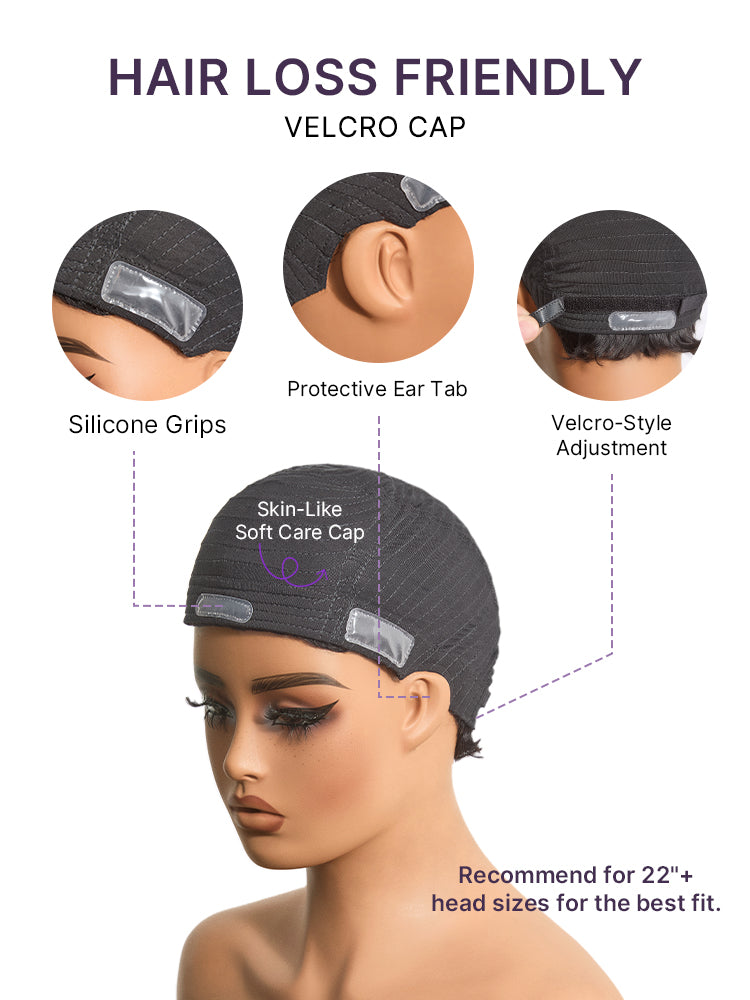 Throw On & Go Natural Black Big Curly Glueless Short Wig Ultra Comfort Cotton Cap Hair Loss Friendly Wig-25