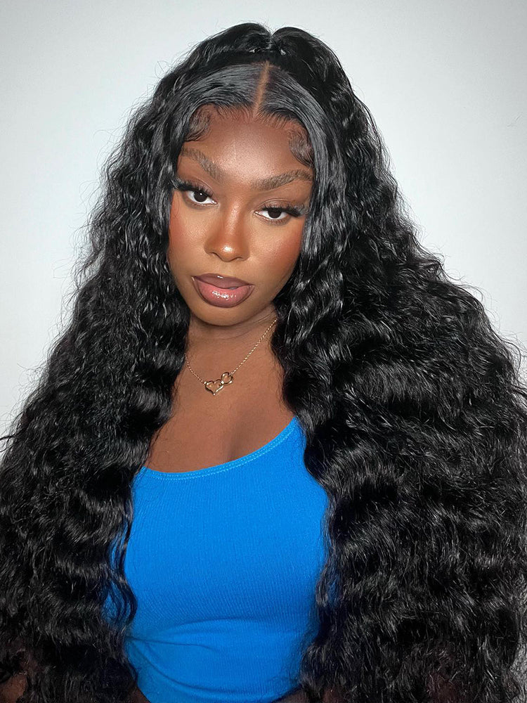 Onimehair™ 13x4 Swiss HD Lace Frontal Pre-bleached Water Wave Hair Pre plucked Lace Front Wigs