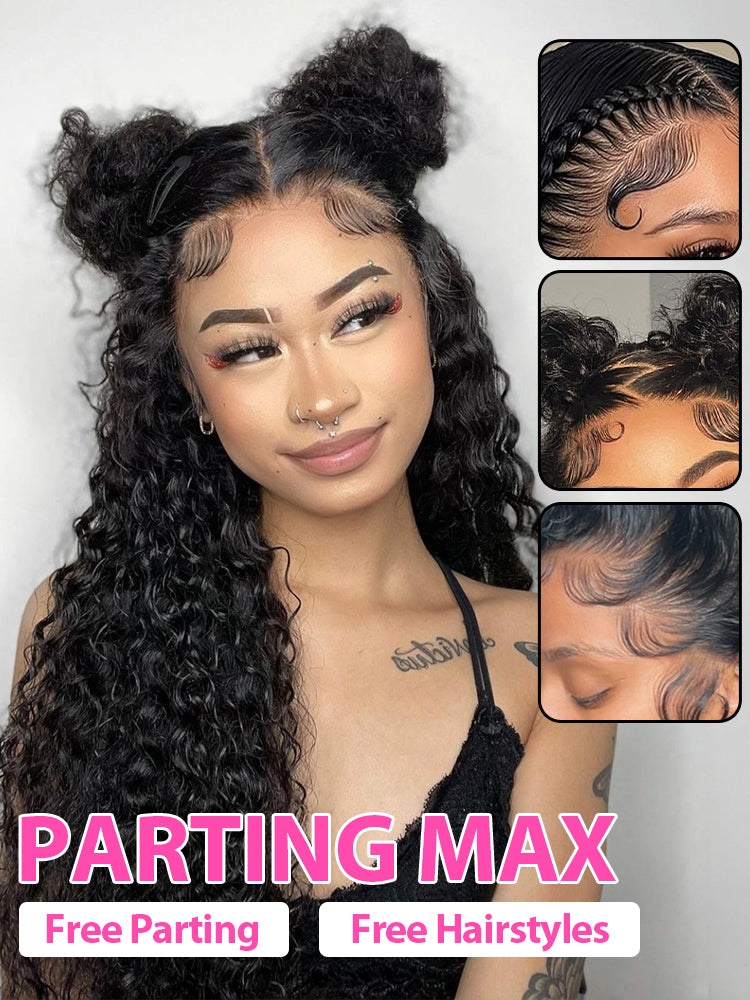 Onimehair™ 13x4 Swiss HD Lace Frontal Pre-bleached Water Wave Hair Pre plucked Lace Front Wigs