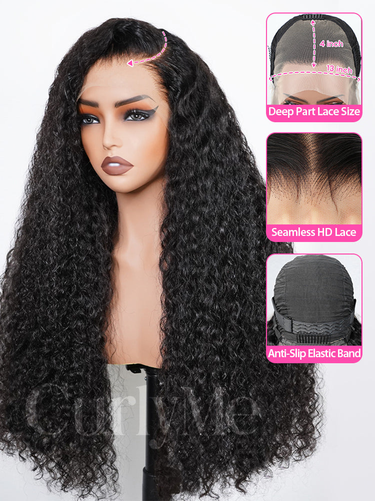 Onimehair™ 13x4 Swiss HD Lace Frontal Pre-bleached Water Wave Hair Pre plucked Lace Front Wigs