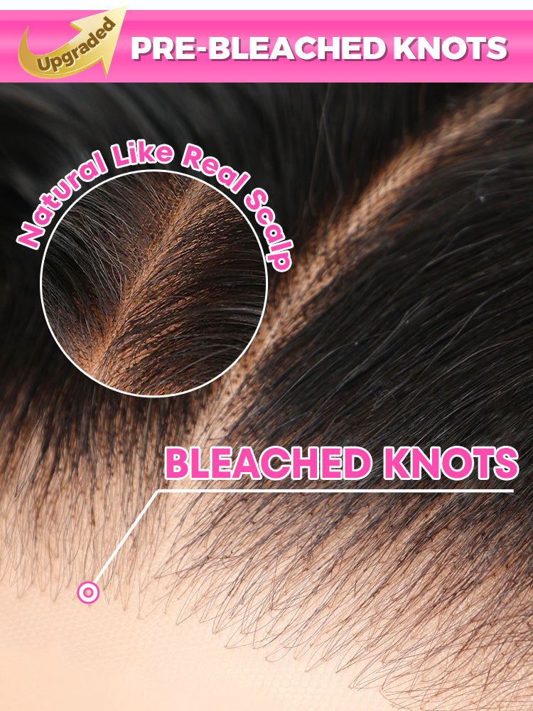 Onimehair™ 13x4 Swiss HD Lace Frontal Pre-bleached Water Wave Hair Pre plucked Lace Front Wigs