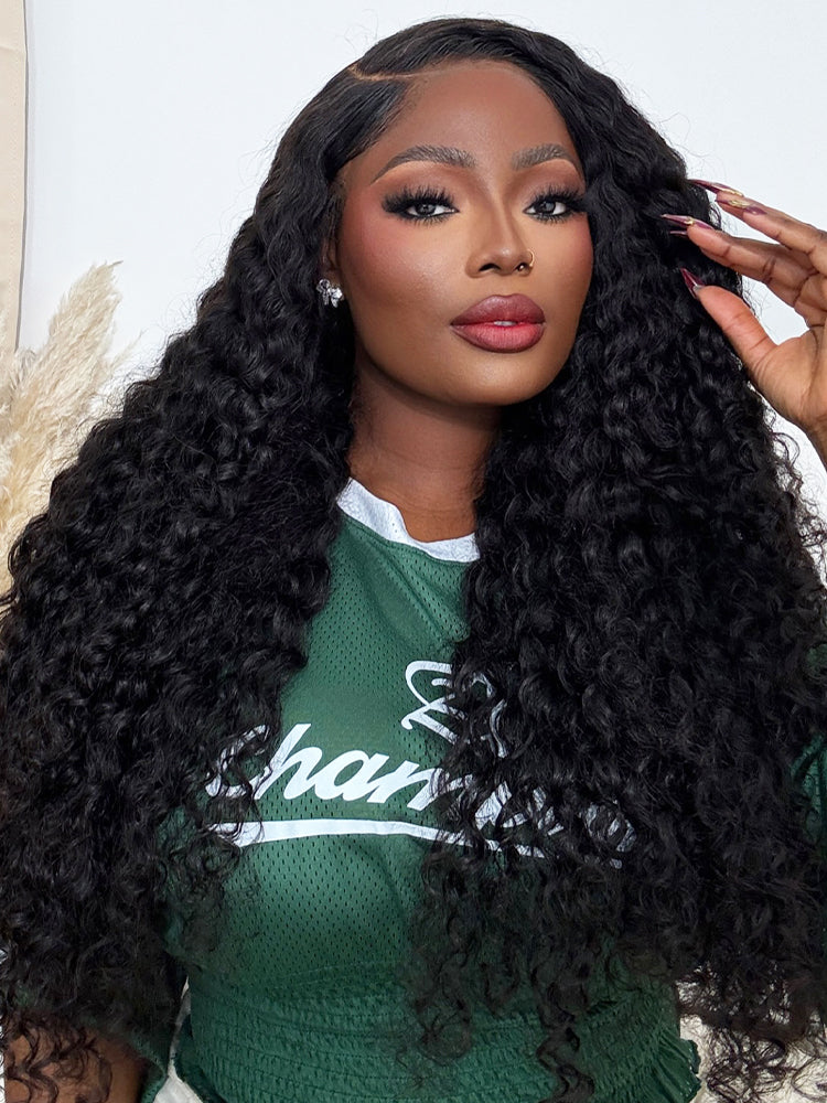 Onimehair™ 13x4 Swiss HD Lace Frontal Pre-bleached Water Wave Hair Pre plucked Lace Front Wigs