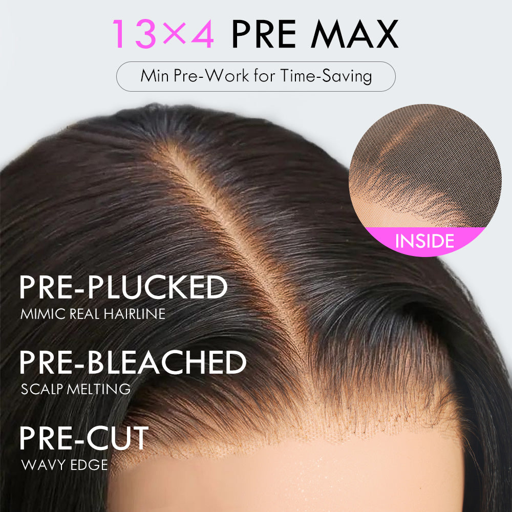 Onimehair™Glueless Water Wave 7x5 / 13x4 Transparent HD Lace Pull and Go Invisible Drawstring Human Hair Wigs