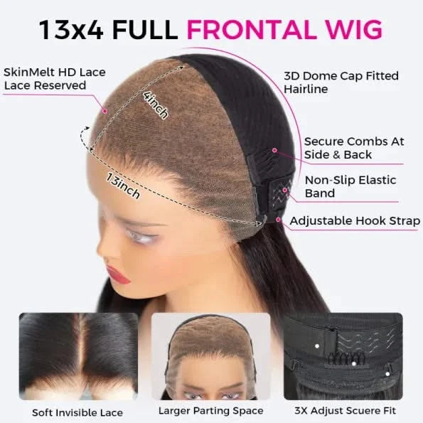 Glueless Side Part Silky Straight Short Bob C Part HD Lace Wig 100% Human Hair 180% - Onime Hair