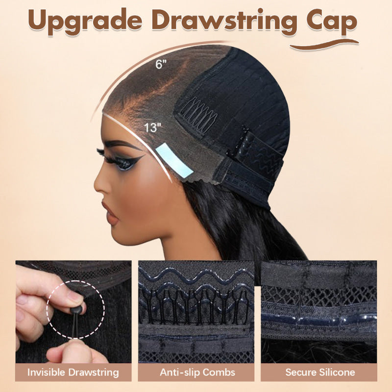 Onimehair™300% Density Long Straight Pre Everything Lace Wig New No Slip Silky Put On & Go Human Hair Wigs with Invisible Drawstring 