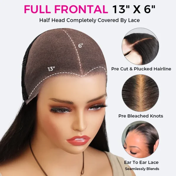 13×6 Full Frontal HD Lace Water Wave Drawstring Glueless Human Hair Wig Pre Everything
