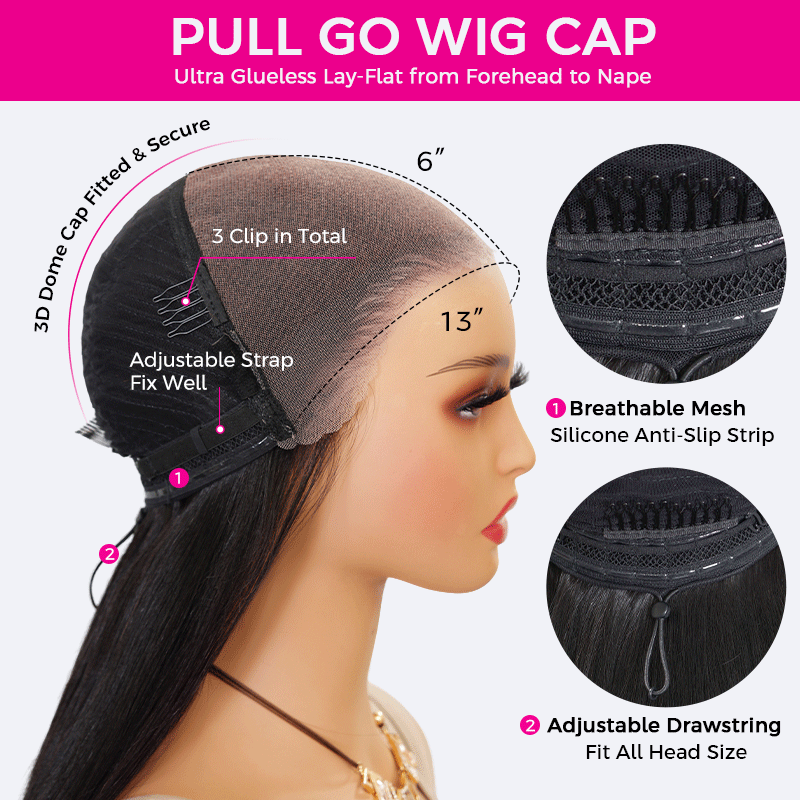 13×6 Full Frontal HD Lace Water Wave Drawstring Glueless Human Hair Wig Pre Everything