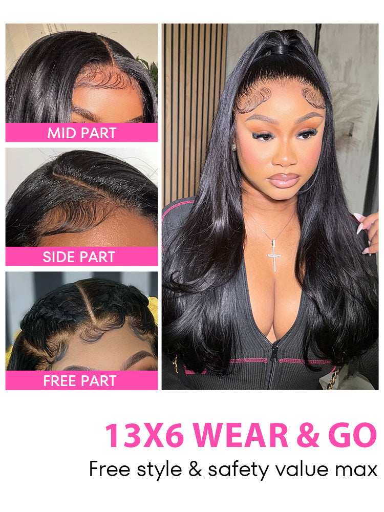 Onimehair™  Pre-Bleached Knots 13x4/13x6 HD Lace Straight Human Hair Wear Go Glueless Wig With Elastic Draw-string