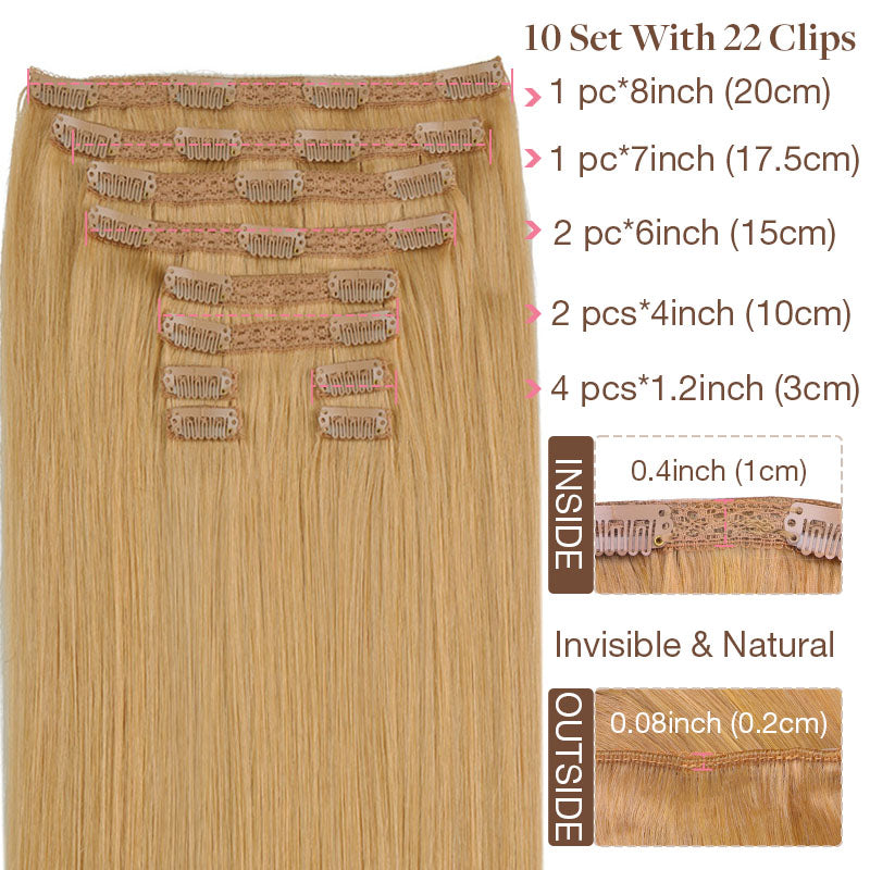 Double Drawn Clip in Hair Extensions 160g-sale