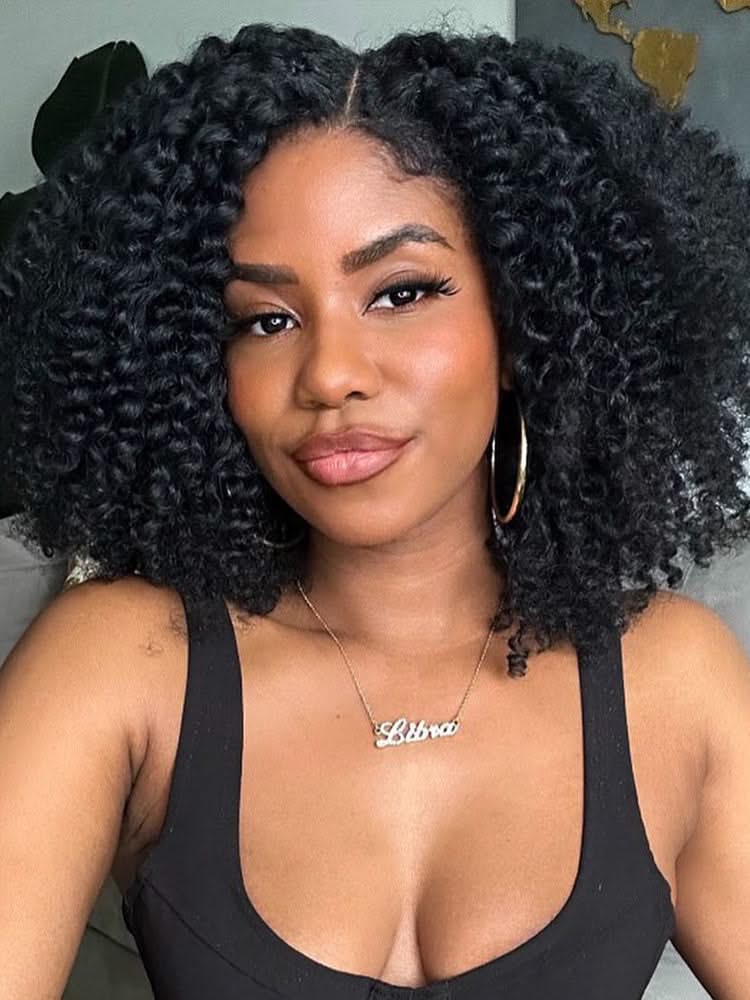 Onimehair™ 3 In 1 Half Wig Layered Curly Bob Pre-Styled onimehair Curly Half Wig Draw-strings Flip Over Wig - Onime Hair